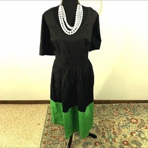 eShakti Dress with 3/4 Sleeves Black Green 3x 24